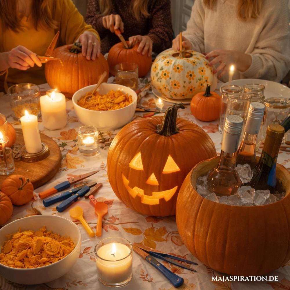Mädelsabend Idee mit Kürbis schnitzen und bemalen