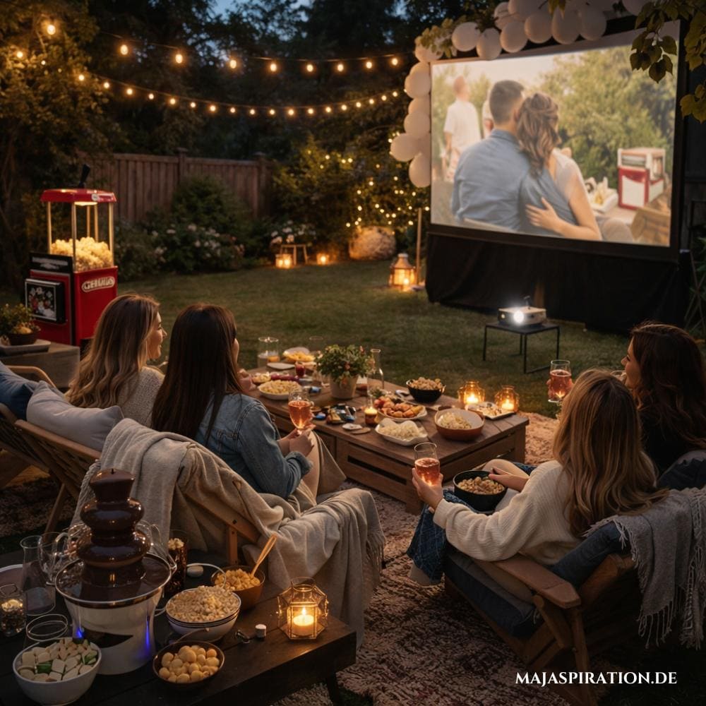 Gartenkino als Idee für einen schönen Mädelsabend im Sommer