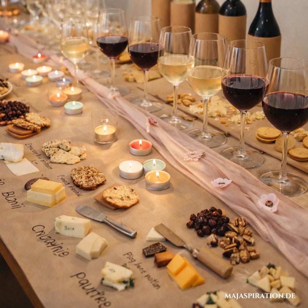 Wein und Käse Tasting als kreative Idee für Mädelsabende
