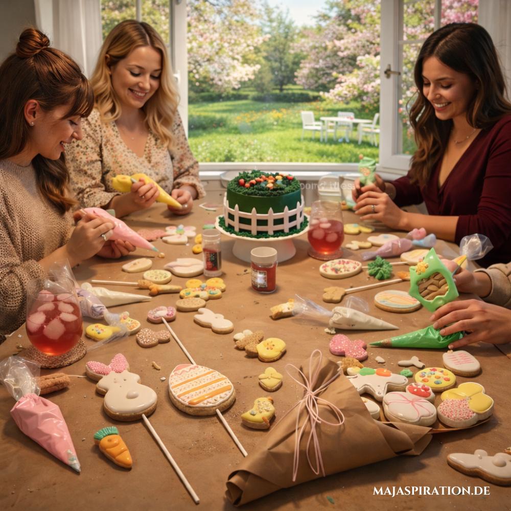 Oster Plätzchen backen und zu Strauß zusammenbinden als Freunde-Aktivität für Ostern