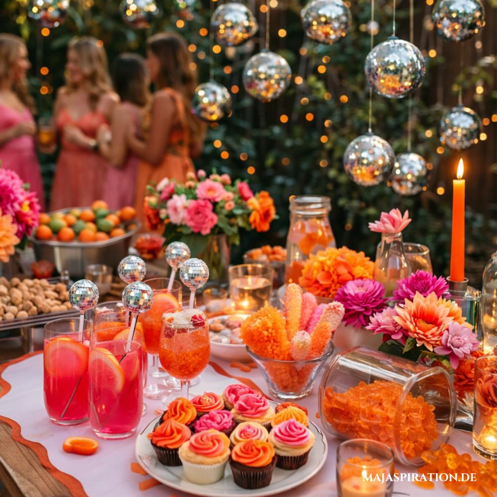 Sunset Dinner Idee in bunten Farben als Idee für einen Mädelsabend mit Motto