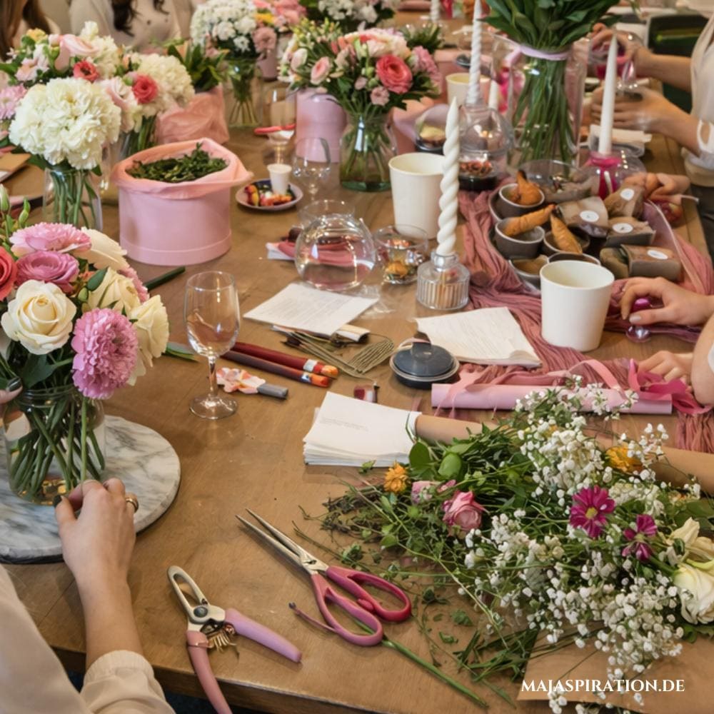 Blumen Arrangements als kreative Aktivität für Mädelsabende