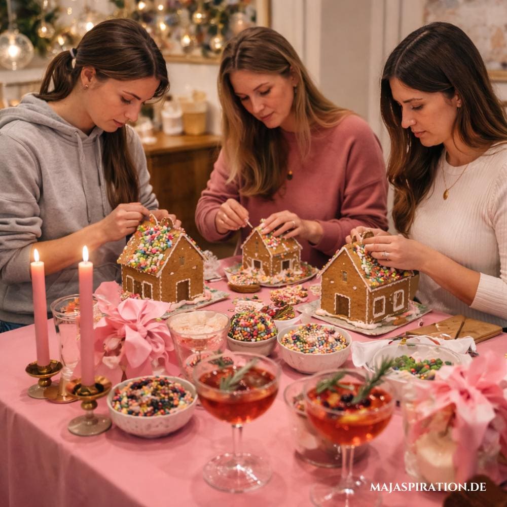 Lebkuchenhaus dekorieren als Idee für einen schönen Mädelsabend im Dezember