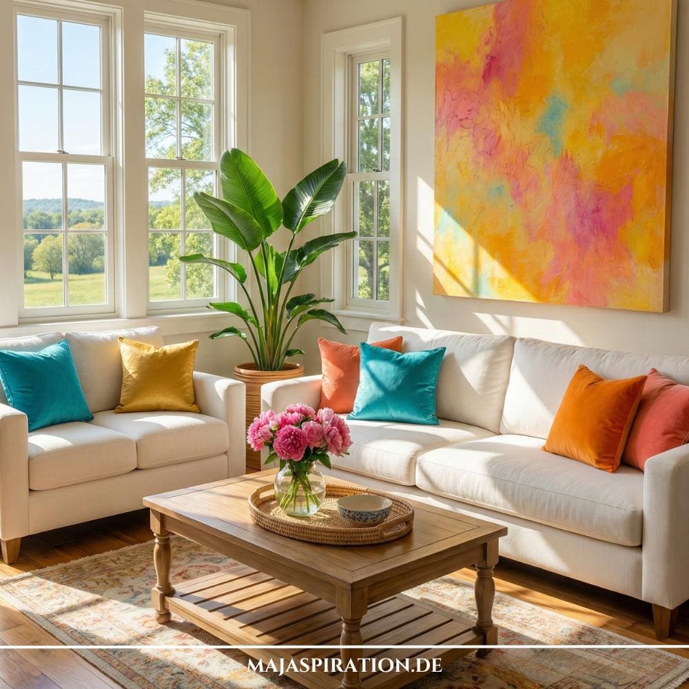 Bunte Sommerdeko Idee für Wohnzimmer