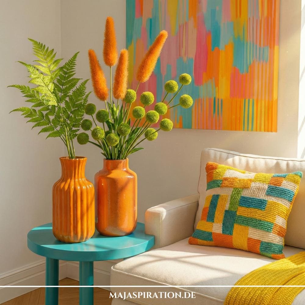 Bunte Sommerdeko Idee für Beistelltische