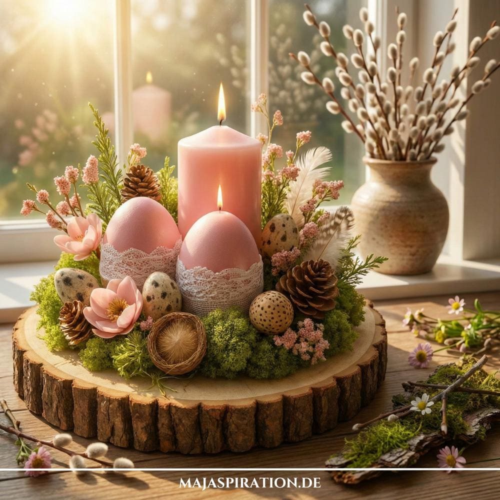 Natürliche Frühlingsdeko mit Weidekätzchen