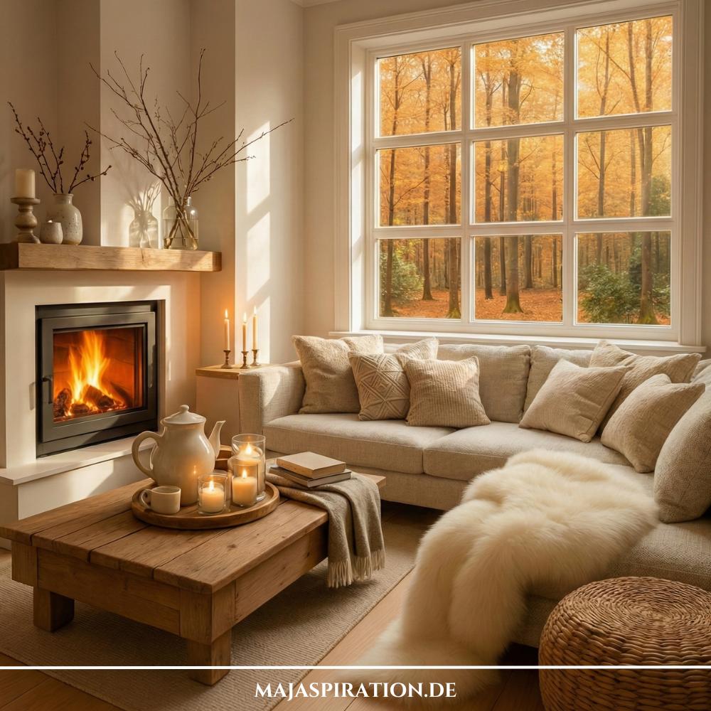 Kuschelige Wohnzimmer Idee für den Herbst