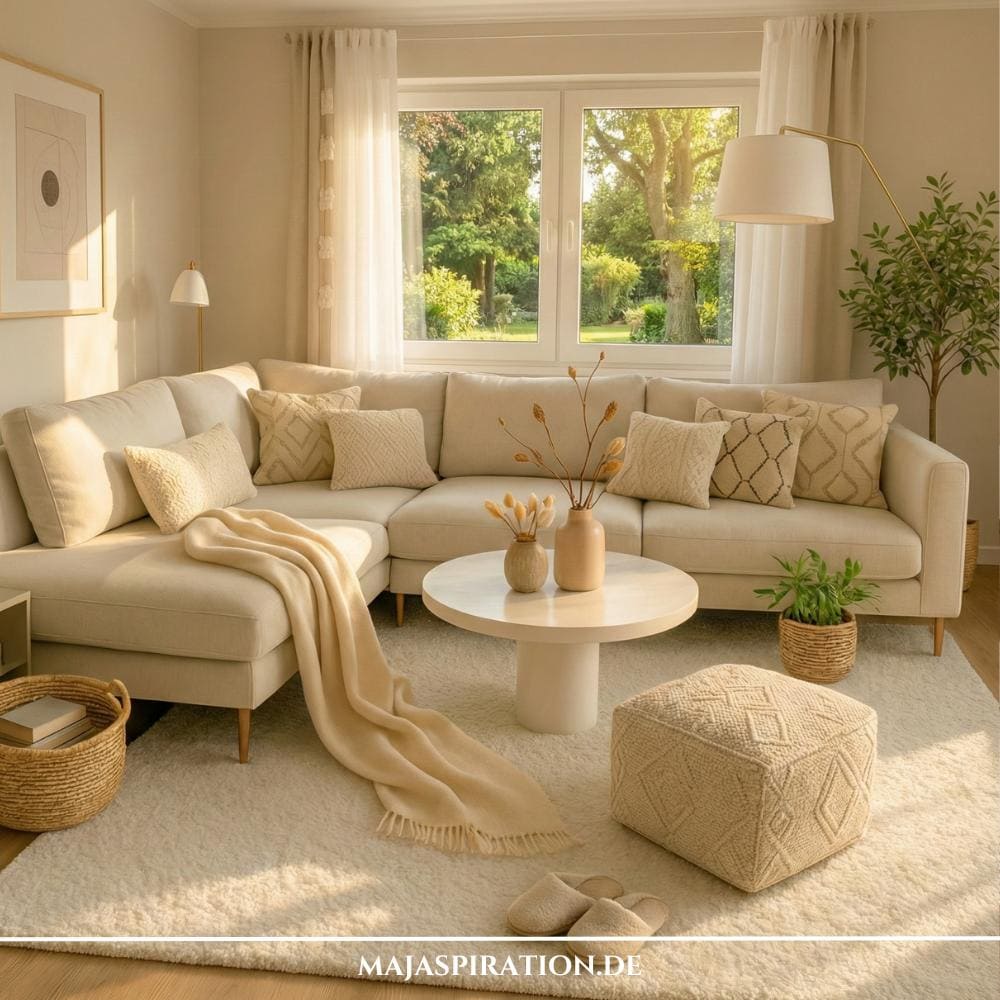 Wohnzimmer Idee in Cremetönen