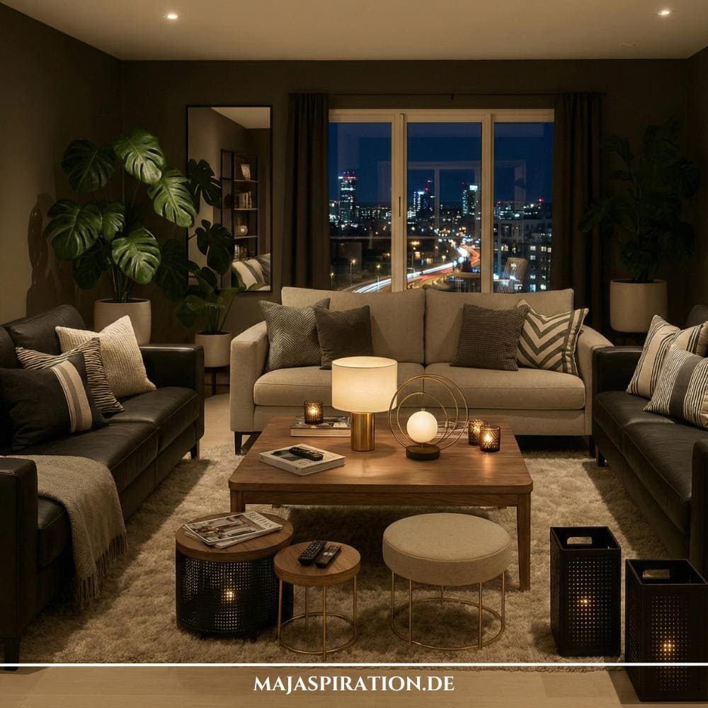 Elegantes Wohnzimmer in Schwarz