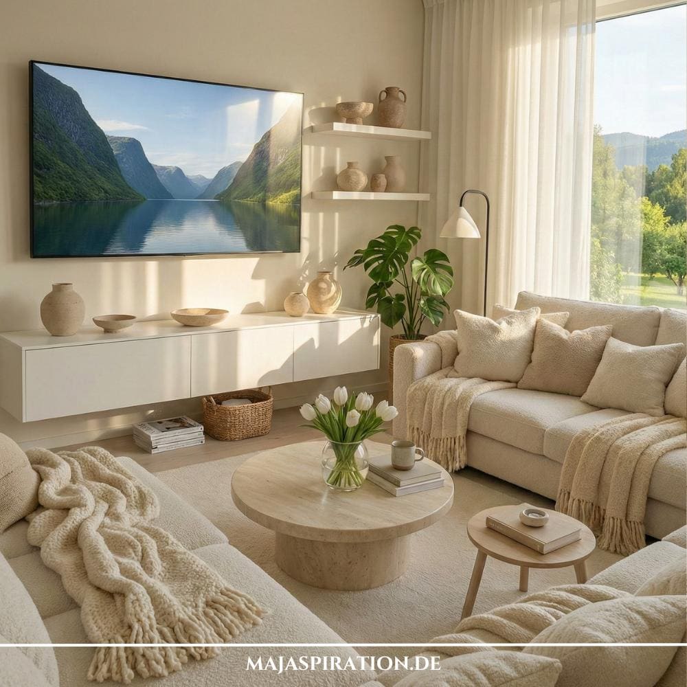 Clean Wohnzimmer Idee in hellen Tönen