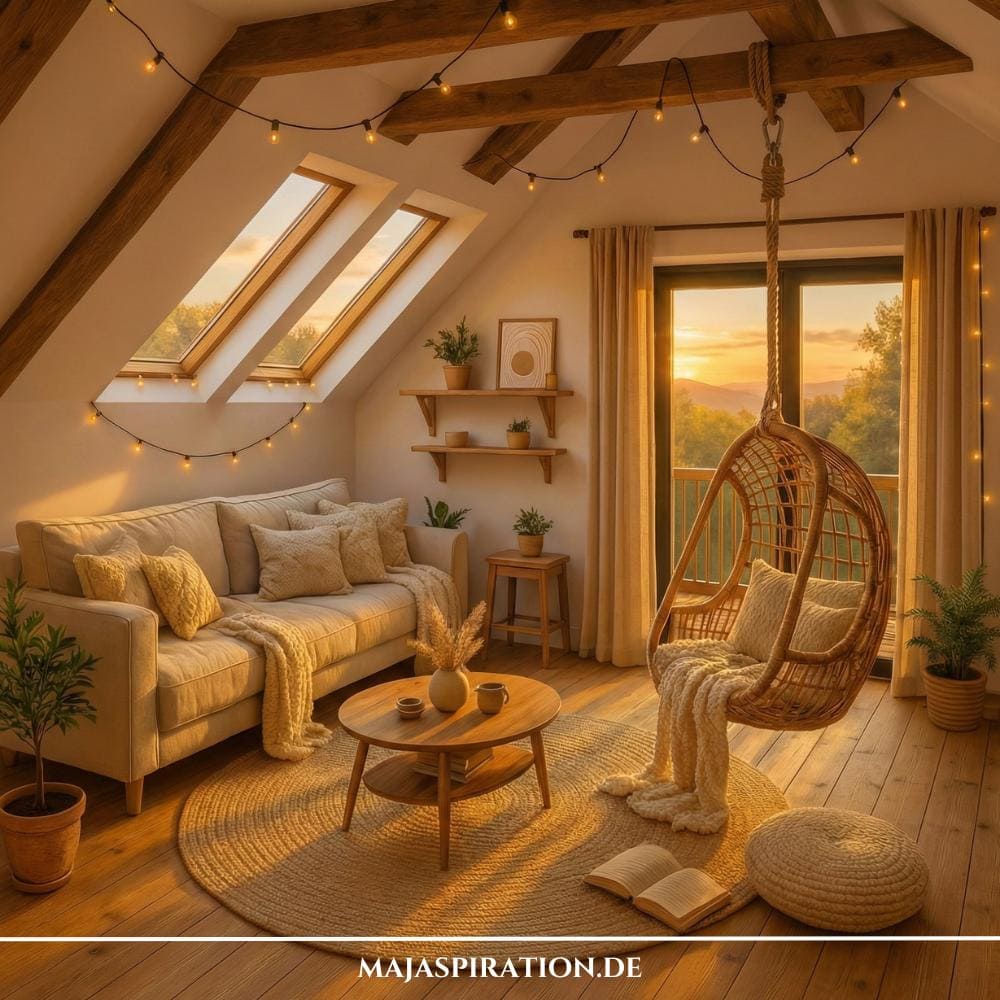 Wohnzimmer Idee für Dachschrägen