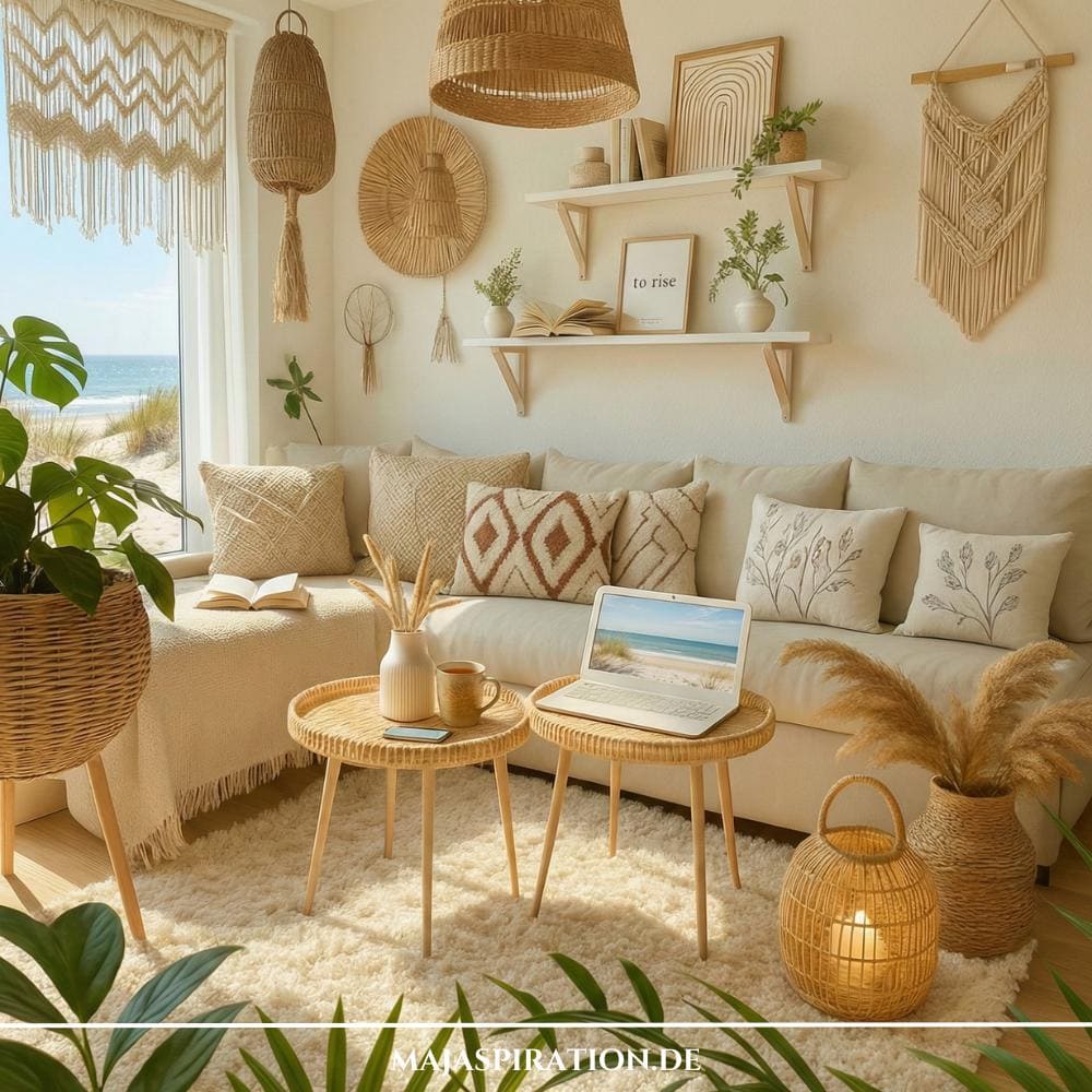 Boho Wohnzimmer Idee mit Beach House Flair