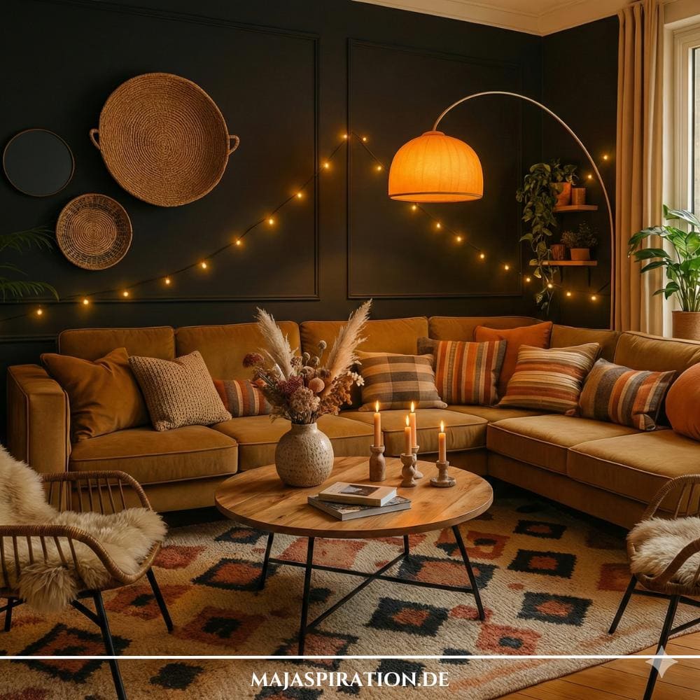 Kuscheliges Retro Wohnzimmer mit Mustermix