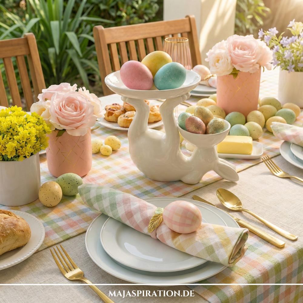 Rustikaler Landhaus-Ostertisch in Pastell