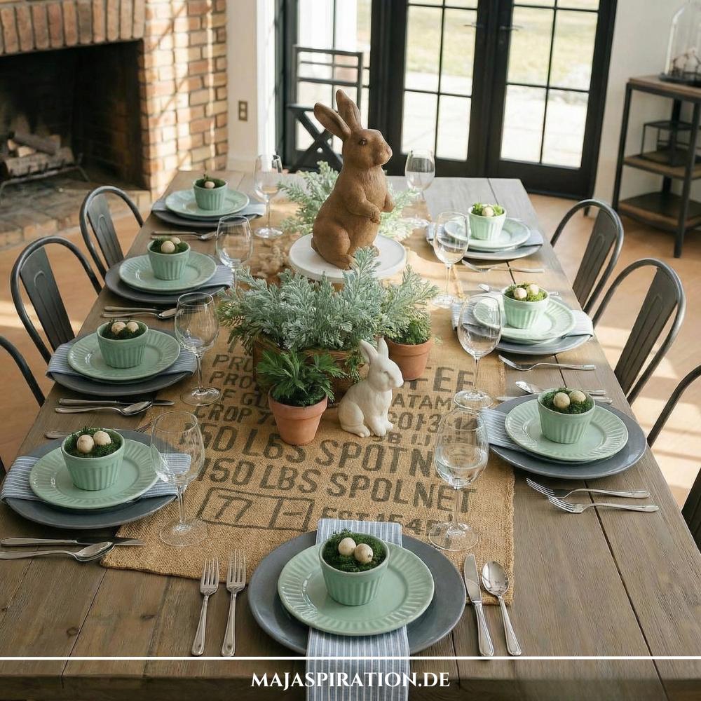 Rustikale Ostertisch Deko