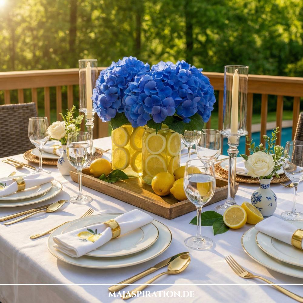 Tischdeko Idee für den Sommer mit Zitronen