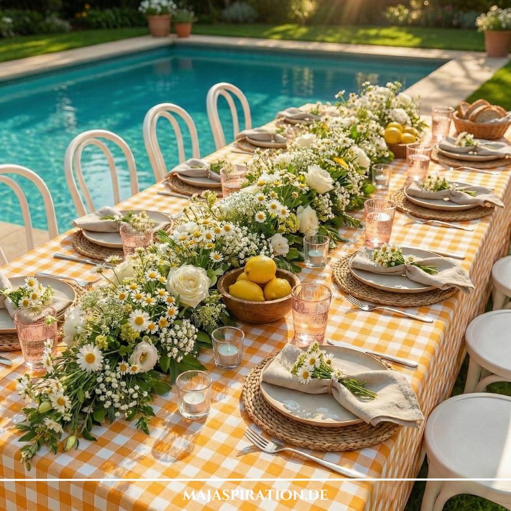 Sommerliche Tischdeko Idee in Orange