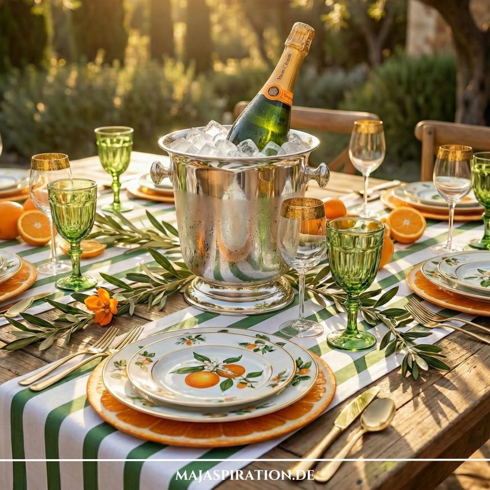 Tischdeko Idee für den Sommer mit Orangen