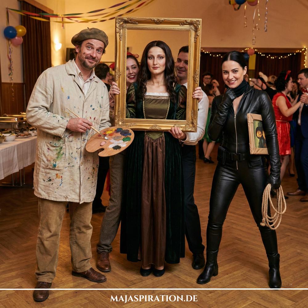 Kostümidee zu dritt als Gemälde, Maler und Kunstdieb