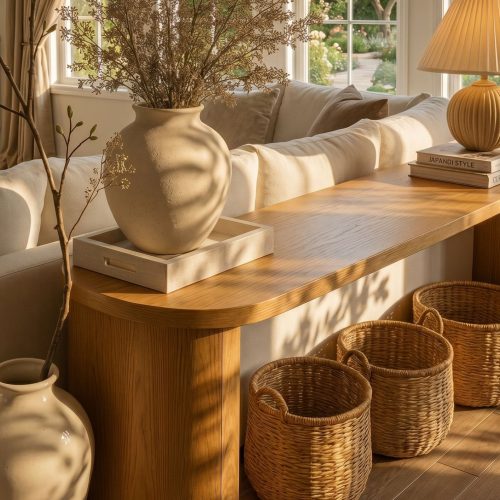 Konsolentisch hinter Sofa stylen