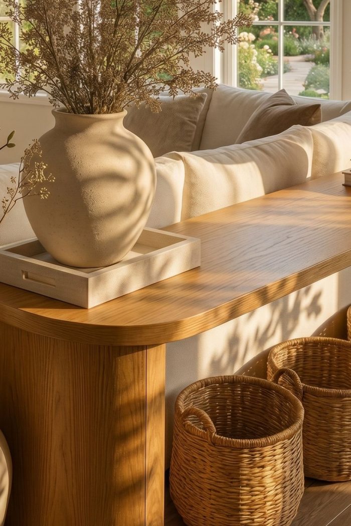 Konsolentisch hinter dem Sofa dekorieren – 21 Trend-Ideen für den eleganten Look!