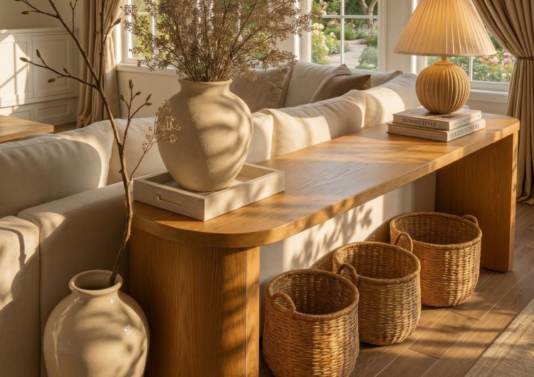 Konsolentisch hinter Sofa stylen