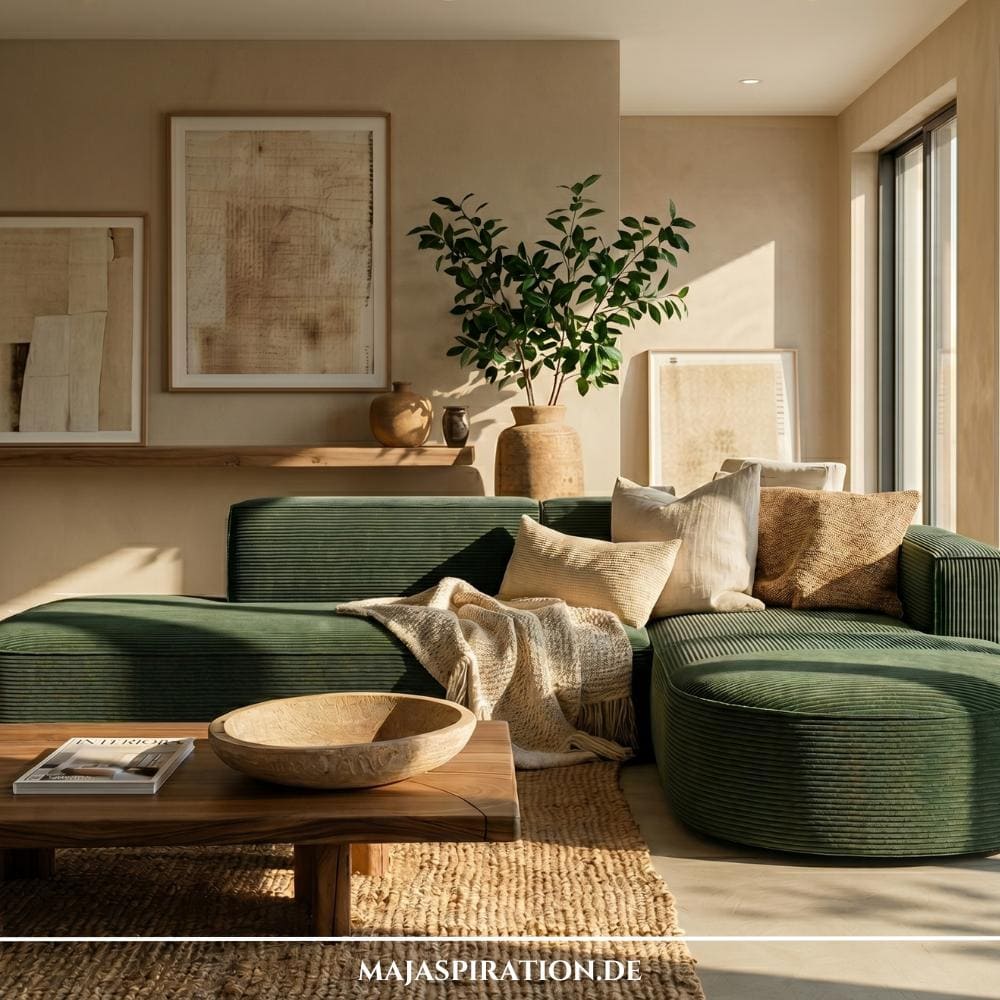 Wohn Farbtrends 2026 Khaki und Sandtöne im Wohnzimmer