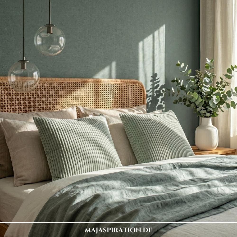 Wohn-Farbtrends 2026 Warm Eucalyptus Schlafzimmer Interior