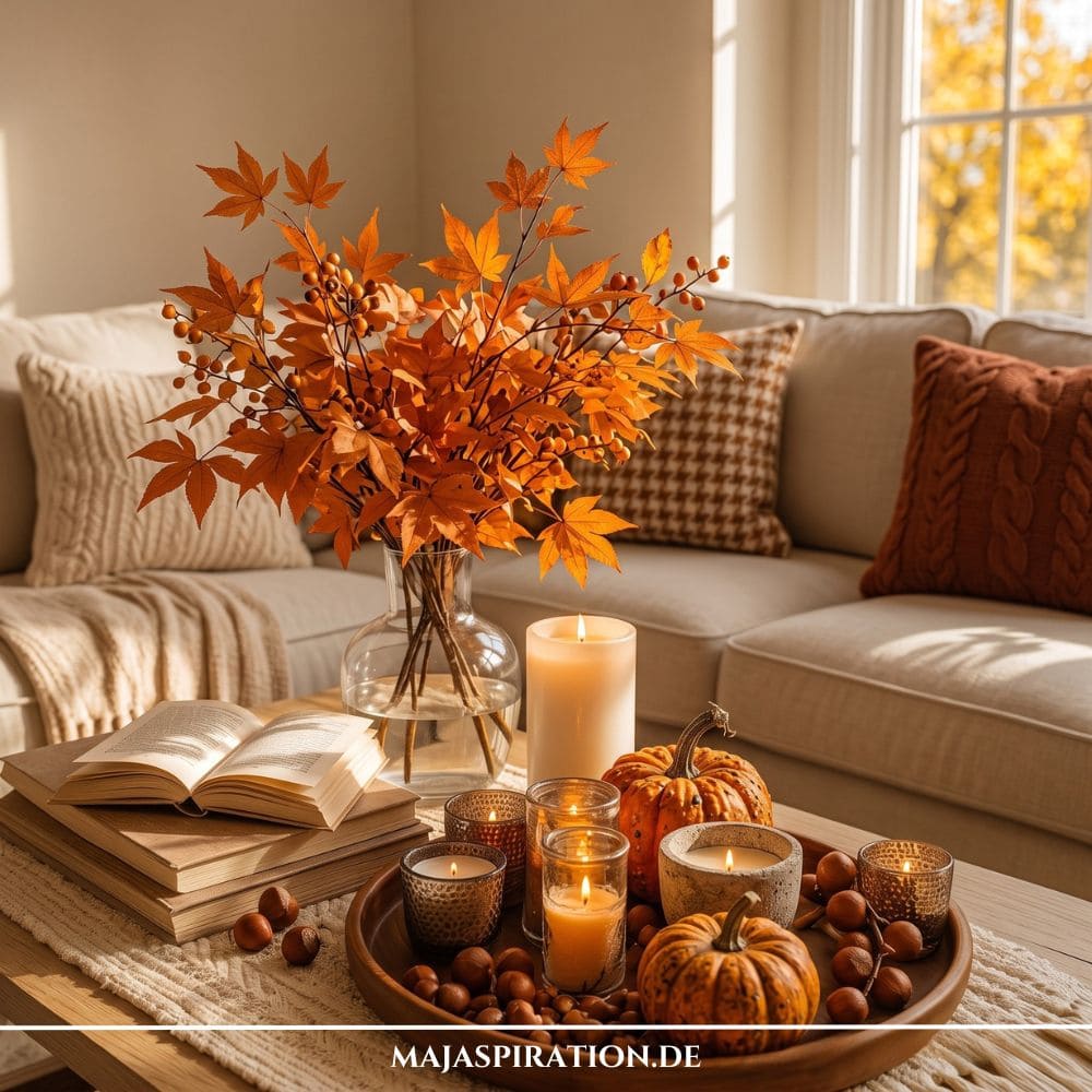 Herbstliches Deko Tabletts Idee Couchtisch