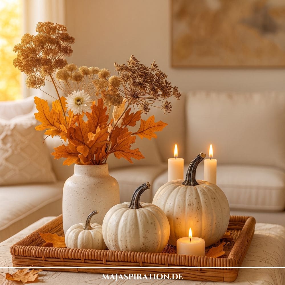 Herbstliches Deko Tabletts Idee