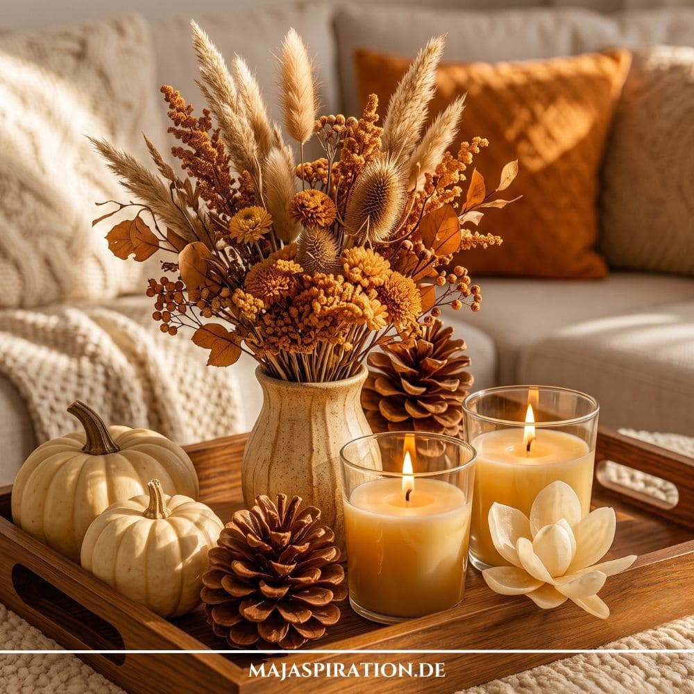 Herbstliches Deko Tabletts Idee